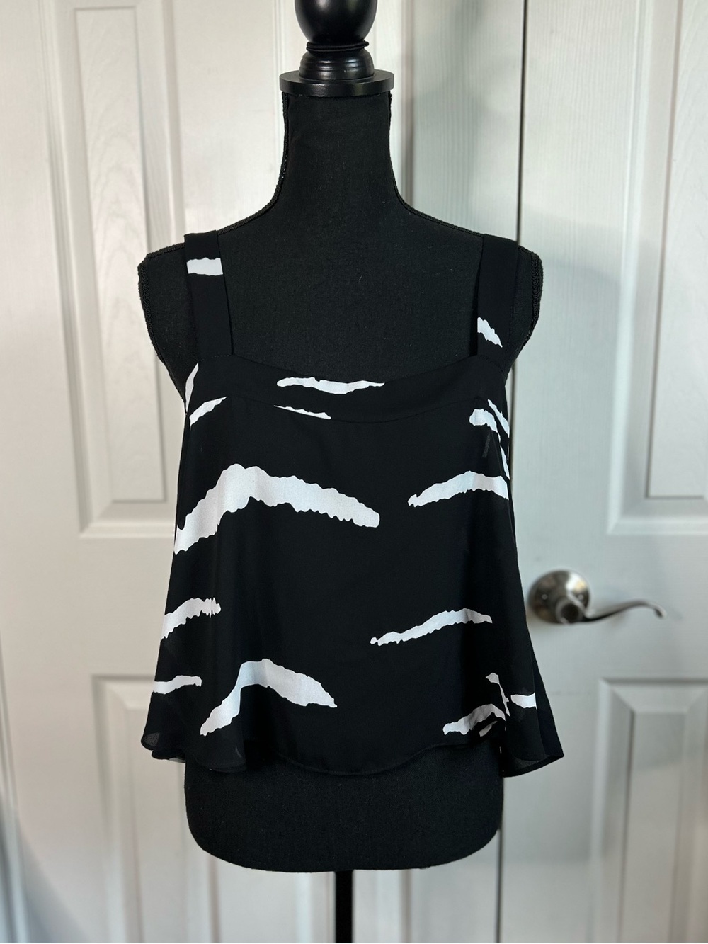 Buddy Love Black and White Printed Square-Neck Camisole
